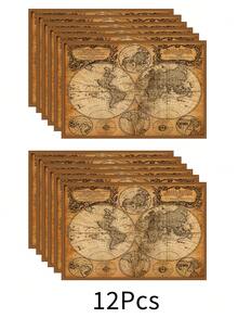 1 pieza Mantel individual de lino, tapete para desayuno, posavasos de café, base para tazón, accesorio de cocina, fácil de limpiar, mantel para comedor, adecuado para el hogar, restaurante, decoración del comedor, regalo de vacaciones, regalo para amigos, juego de múltiples piezas - Multicolor - Ver 15
