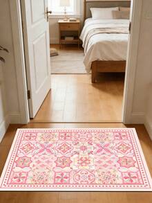 1 pezzo Tappetino da cucina in terra di diatomee rosa vintage con motivo floreale, patchwork a griglia rosa morbido, 3,5 mm tagliabile, assorbente e antiscivolo, tappetino decorativo per cucina, bagno, ingresso, soggiorno, corridoio, zerbino antiscivolo - Multicolore - Visualizzare 11