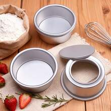 Khuôn bánh tròn mini 4 inch bằng nhôm với đáy có thể tháo rời, thiết kế dễ lấy bánh ra và bề mặt chống trầy xước – Hoàn hảo cho đám cưới, ngày lễ và dụng cụ làm bánh tại nhà, khuôn bánh Giáng sinh và Ngày Valentine. - Nhiều màu - Xem 12