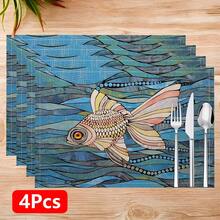 1pc/4pcs/6pcs Printed Linen Placemats, Suitable For Dining Table, All Season Decor, Modern Washable Table Mats, Home Decor, Coasters, Kitchen Dining Mats, Indoor Outdoor Party Decoration, Ideal Gift - Multicolor - View 17