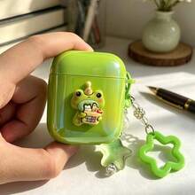 Green Frog Luminous Shell With Green Star Pendant, Protective Case Compatible With Apple Wireless Charging Case, Anti-Scratch And Drop Protection - Multicolor - View 4