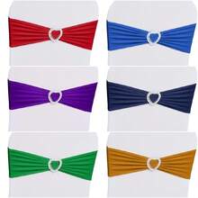 10pcs Elastic Chair Bands With Bow Tie, Adjustable Stretchable Chair Covers With Sliders, Universal For Wedding Party Event Decoration - Multicolor - View 2