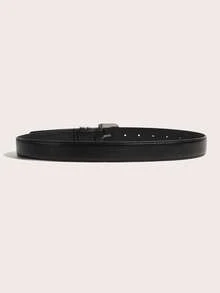 1pc Women's Retro Buckle Classic PU Embossed Waist Belt, Fashion Accessory, Suitable For Pants, Dresses, Daily Wear, Parties, Gatherings - Black - View 3