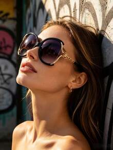 AINII 1 par de gafas de moda con montura de ojo de gato retro, versátiles y elegantes, adecuadas para fotografía callejera, con montura ligera y múltiples opciones de color degradado, aptas para todas las estaciones - Multicolor - Ver 1