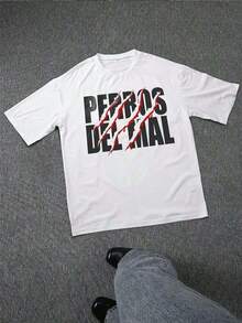 Men's Wrestling-Themed T-Shirt With A Devilish Dog Pack Print, Casual Summer T-Shirt, Crew Neck, Short Sleeve, 100% Cotton, 220g Thick Cotton - 白色 - 查看 2