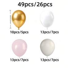 49 Stücke/26 Stücke 10-Zoll Gold, Weiß, Makaron Rosa, Elfenbein Latex Ballon Bogen Set, geeignet für Taufe, Mädchen Geburtstag, Bridal-Shower, Hochzeit, Jahrestag - Mehrfarbig - Übersicht 6