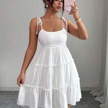 Elenzya Swiss Dot Frill Trim Cami Dress Vacation Beach Outfits Women Lilac Dress Women Purple Summer Dress - Rosa Roja - Ver 2