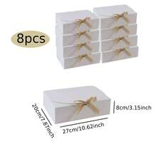 1pc/8Pcs/16Pcs White Gift Boxes With Gold Ribbon, 3 Sizes (3.15/7.8/10.62Inch) Bridesmaid Proposal Box, Ideal For Wedding, Birthday, Christmas, Valentine's Day, Bridal Shower & Party Decor Gift Packaging - View 8
