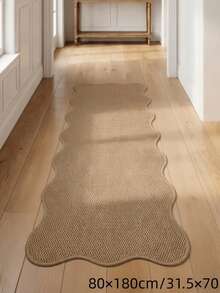 1pc Faux Jute Material Wavy Edge Hallway Runner Rug, Living Room Carpet, Entryway Mat, Laundry Room Carpet, Corridor Rug, Bedroom Rug, Kitchen Rug, Dining Room Rug, Indoor All-Season Stylish Home Decor Mat, All-Season Use, Minimalist Design, Durable, Washable Non-Slip, Suitable For Home Use As Hallway Rug, Bedroom Rug, Kitchen Rug, Bedside Rug, Home Decor, Kitchen Decor. - Brown - View 3
