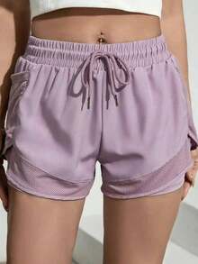 Pantalones cortos de yoga 2 en 1 para mujeres, hechos de tela de secado rápido con bolsillos de malla - Adecuados para fitness casual, entrenamientos en el gimnasio - Ideal para el verano - Diseñado específicamente para mujeres - Perfecto para un estilo de vida activo - Rosa - Ver 6
