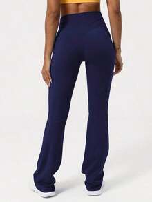 2026 Sodalemon Women's Black Slim Fit Flared Yoga Sweatpants For Spring - 海軍藍 - 查看 6
