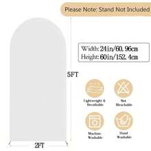 White Spandex Arch Backdrop Cover - White Spandex Arch Backdrop Frame Cover, Elastic Wrinkle-Resistant Fabric Cover, Suitable For Wedding, Birthday, Party And Graduation Balloon Decoration (4FT, 5FT, 6FT, 6.6FT, 7.2FT) - View 14