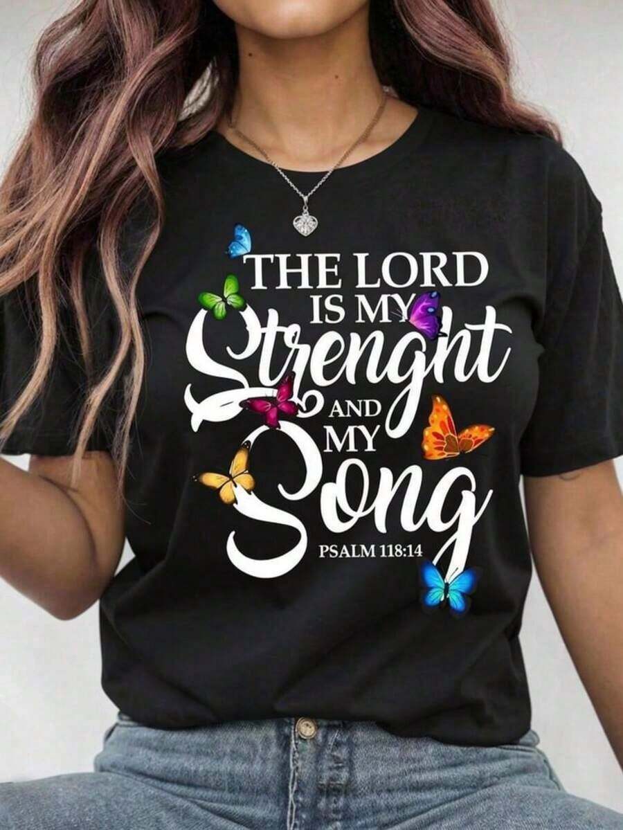 Camiseta de Moda para Mujer con Estampado de Mariposa, Camiseta Casual de Verano de Manga Corta con Cuello Redondo - Estilo Vintage Urbano Unisex, Camiseta Holgada de Algodón de Manga Corta con Cuello Redondo - Negro - Ver 1