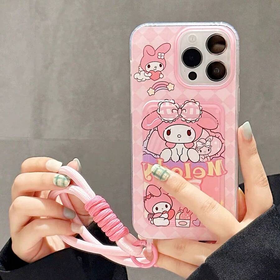 SANRIO 一套全新时尚可爱旋律手机壳，爱心彩虹图案，带卡槽和挂绳，防水防震材质，兼容苹果17系列、11/12/12 Pro、13/14/15、13 Pro/14 Pro/15 Pro、12 Pro Max/13 Pro Max/14 Pro Max/15 Pro Max、16、16 Pro、16 Pro Max、17、17 Pro、17 Pro Max，节日送礼佳品 - 粉色 - 查看 1