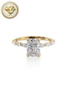 1pc Women's Engagement Ring, Radiant Cut Moissanite Ring, 2.6g 925 Sterling Silver, 2 Carat Moissanite, Bohemian Elegant Engagement Wedding Anniversary Valentine's Day Gift, Comes With Moissanite Certificate And Luxury Gift Box - 2ct Moissanite - View 12