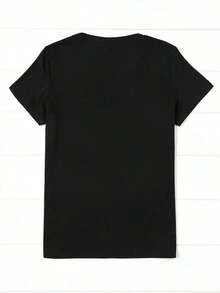 Casual T-shirtFruit Print Round Neck T-Shirt Spring Summer Casual Short Sleeve Tee Shirt Women Clothing100% CottonDurable - Negro - Ver 2