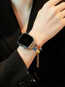 Dây đeo đồng hồ thạch anh tự nhiên chất lượng cao mới, tương thích với Apple Watch 38/40/41/42/44/45/46/49mm, phù hợp với Ultra/SE 2/SE 1/Series 11/10/9/8/7/6/5/4/3/2/1 - Màu xanh lam - Xem 5