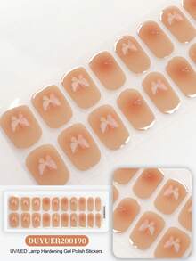 Tiras de gel para uñas semi curadas, 20 piezas de envoltorios de calidad de salón de larga duración, pegatinas de gel para uñas de fácil aplicación y remoción con luz UV - Camel - Ver 8