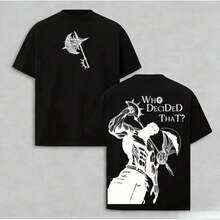 Camiseta de Escanor de los Siete Pecados Capitales - UNISEX T SHIRT A269"Quien Decidio Eso"Orgullo Pecado Grafico Retro Pesado Unisex Ropa de Calle de Anime Regalo para Fans - Negro - Ver 11