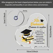 1/3pcs Rotatable 2D Acrylic Graduation Desktop Ornament, Spanish Style Grad Cap Table Centerpiece Decor, Unique Graduation Gift For High School University Students Farmhouse Party Tabletop Decor - Graduation Rotating Ornament - View 5