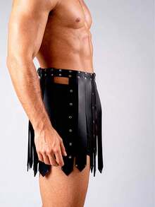 PU Leather Waist Belt Gladiator Skirt Harness, Rivet Pointed Warrior Strap Double Back Buckle Adjustable For Gothic Punk Halloween Cosplay - Black - View 5