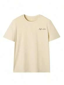 New Women's Summer T-Shirt, Simple And Colorful With Coffee Book And Letter Print, Round Neck, Short Sleeve Pink, Versatile And Fashionable, Suitable For Daily Wear, Holiday Leisure And Spring Casual Wear. - Màu be - Xem 2