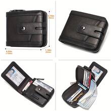 Men's Zipper Wallet, Genuine Leather Zipper Around Wallet With RFID Blocking, Double-Fold ID Window, Comes With Gift Box, Zipper Wallet With Coin Pocket - Black Coffee - View 3