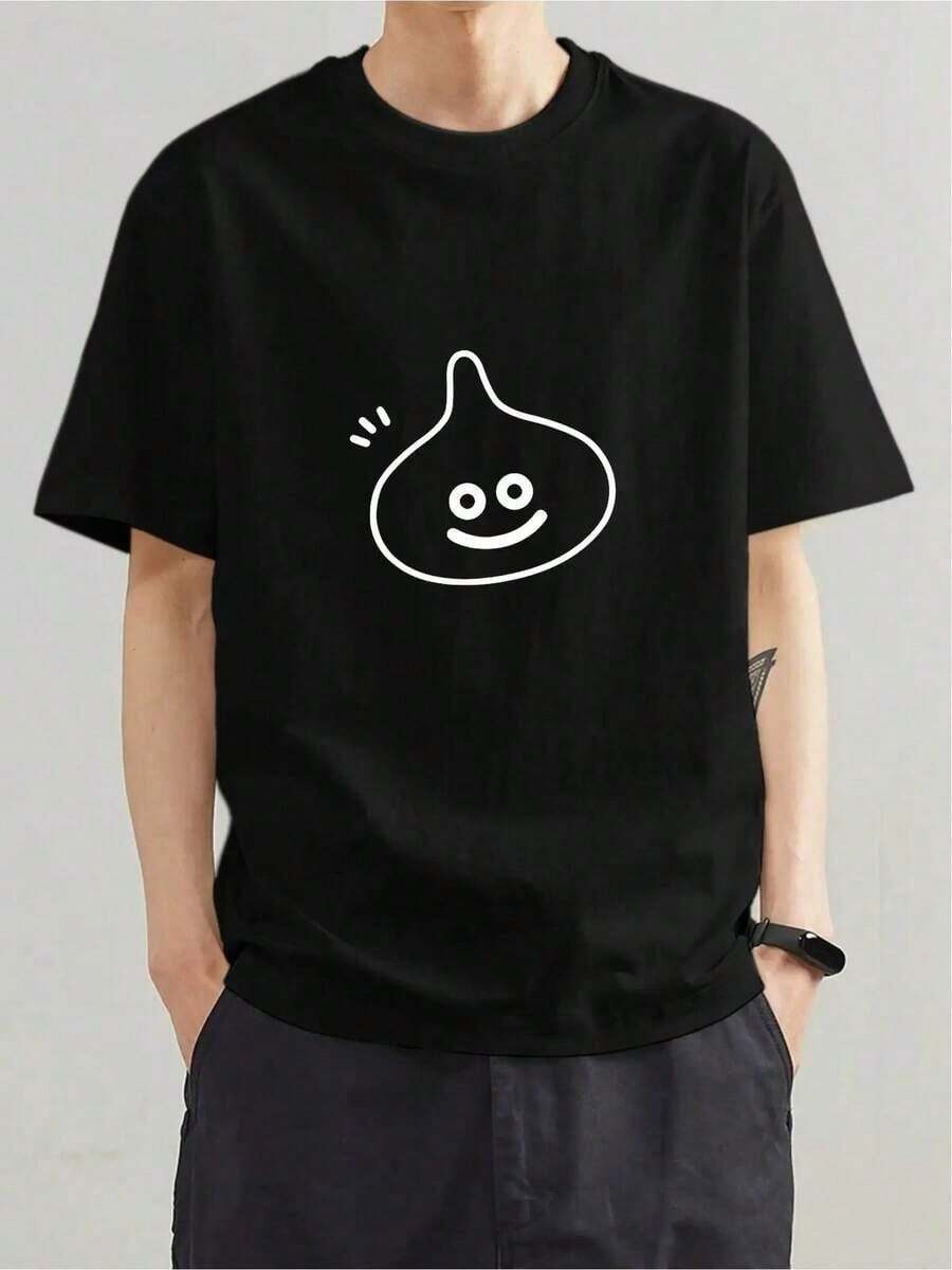 T-shirt Y2K con diseño de carita sonriente única perfecta para los amantes de la moda en México destaca por su estilo divertido y fresco ideal para cualquier ocasión moderna y casual llévala y destaca entre la multitud - Negro - Ver 1