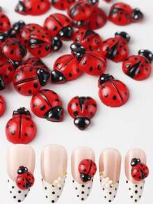 Cute Cartoon Ladybug Nail Charms Resin Insect Flatback Seven-Spotted Ladybug Summer Insects Nail Art Decorations DIY Manicure Accessories Nail Supplies - Multicolor - View 6