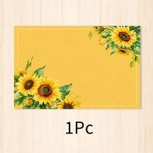 1pc Sunflower Pattern Linen Placemat, Breakfast Mat, Coffee Mat, Coaster, Bowl Pad, Kitchen Accessory, Easy To Clean Dining Mat, Suitable For Home, Restaurant, Restaurant Decor, Holiday Gift, Gift For Friends, Multi-Piece Set - Multicolor - View 16