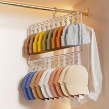 1pc Multipurpose Stainless Steel Double Layer Clips For Hats Socks Underwear Scarves, Perfect Storage Organizer For Home Dorm Closet Cabinet, Practical Clothes Hanging Rack Accessories - Silver - View 3