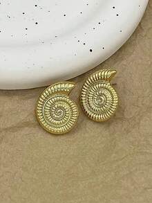 1/5 Pairs Gold Starfish, Seashell, Conch Earring Set, Suitable For Summer Travel And Vacation Wear, Best Gift For Family And Friends - Gold - View 5