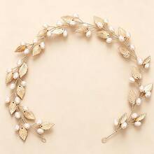 1 pieza Diadema nupcial minimalista, accesorio para el cabello con flores y hojas hechas a mano para peinados recogidos - Plateado - Ver 6