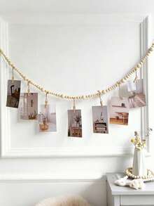 1/2 buah Tali Gantung Bingkai Foto Manik-Manik Kayu Gaya Bohemian, Cocok untuk Dekorasi Kamar Asrama, Kamar Tidur, Ruang Tamu, Partisi Kantor, Pajangan Seni, Penyimpanan Foto, Dekorasi Kamar Bayi dan Pesta Anak - MultiWarna - View 9