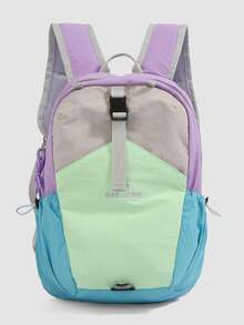 1 pieza Mochila de bloques de color tipo macaron, minimalista y de moda, ligera y de gran capacidad, mochila de almacenamiento multifuncional para niños adecuada para estudiantes, viajes cortos, actividades al aire libre, unisex, gran regalo para vacaciones - Multicolor - Ver 16