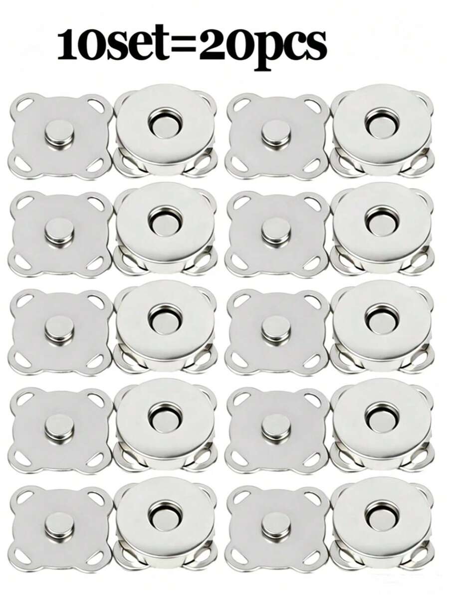 Botón a presión magnético de metal invisible para coser, adecuado para bolsos, bolsas, prendas de vestir, accesorios hechos a mano DIY - Plateado - Ver 1