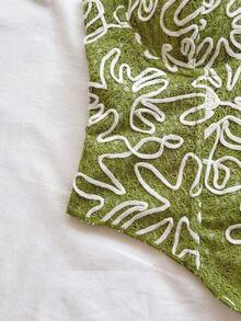 Camiseta de tirantes elegante y bohemia con estampado tropical, adecuada para la playa, el Día de San Valentín, la temporada de bodas, fiestas y festivales de música - Verde - Ver 4