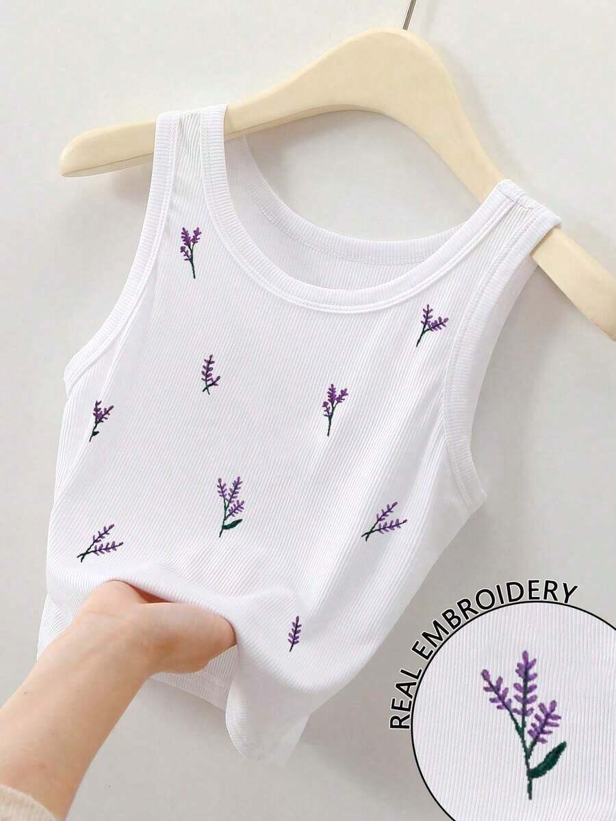 4 piezas Camiseta de mujer con cuello redondo bordada con pimiento picante y limón - Blanco 5 - Ver 1
