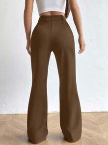 Pantalones acampanados de cintura alta - Marrón - Ver 2