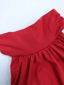 Vestido sirena largo unicolor primavera verano espalda descubierta ajustado para fiesta noche estilo europeo elegante moda nueva para mujer - Rojo - Ver 9