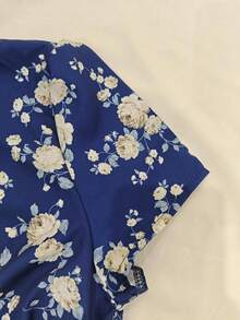 Vestido largo primavera 2026, holgado con estampado floral, estilo elegante y moderno - Azul - Ver 5
