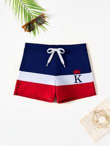 Bañador de hombre estilo europeo y americano de moda de verano para vacaciones, con estampado de rayas azul, blanco y rojo, cordón ajustable - Pantalones cortos de natación/Pantalones cortos de playa, adecuado para vacaciones de verano en la playa, fiesta en la piscina - Multicolor - Ver 5