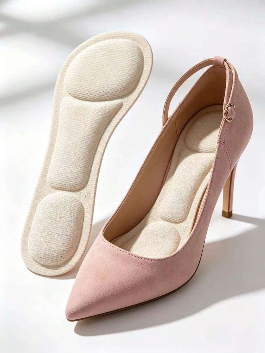 QKC 2 buah Sol Sepatu Hak Tinggi Wanita, Lembut & Nyaman, Perekat Mandiri, Menyerap Keringat & Anti Selip, Cocok Untuk Sandal Musim Panas - Krem - View 1