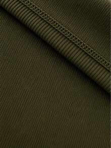 Fleece-Lined Long-Sleeved Ribbed V-Neck Blouse - Elegant, Chic, Warm, Comfortable - Autumn And Winter Fashion - Valentine's Day - 軍綠色 - 查看 3