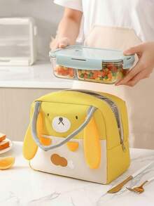 Cartoon Cute Lunch Bag, 3D Animal Pattern For Elementary Students, Handheld Zipper Lunch Bag, Multi-Functional Aluminum Foil Lining Insulated Lunch Box Bag, Large Capacity Travel Makeup Toiletry Organizer Bag, Multi-Functional Sealed Insulated Lunch Bag, Multi-Functional Storage Bag, Suitable For Work Commute, Picnic Camping, Gift For All - Multicolor - View 2