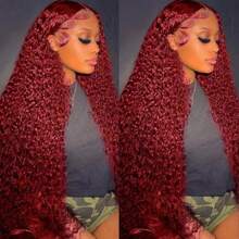 A Wine Red Deep Wavy Lace Long Wig With Thick Deep Wavy Texture And Fluffy High Skull Top, Suitable For Daily Work, Leisure Outings, Holiday Parties, Role-Playing And Other Scenarios - View 1