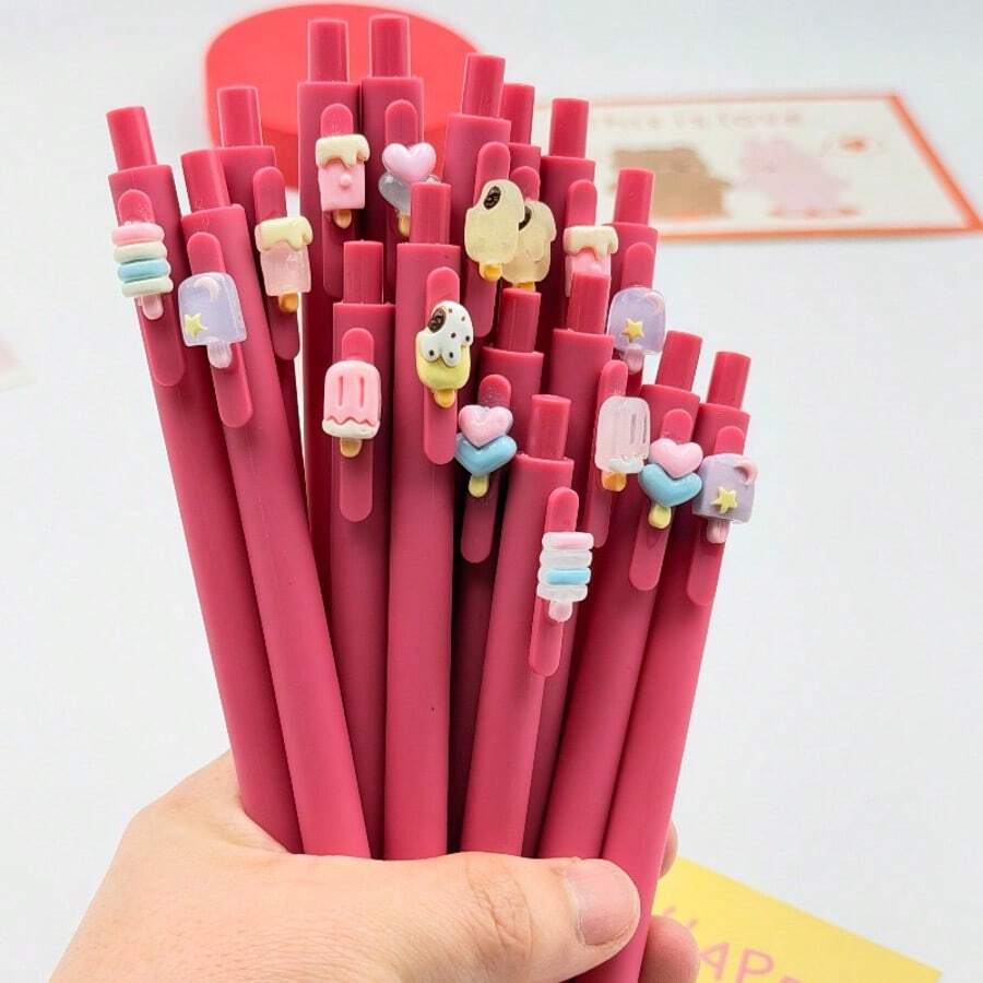 5/10 buah Pulpen Ballpoint Mini Seri Es Krim yang Dapat Ditarik, Pulpen Gel Tipe Tekan Berbentuk Es Krim Lucu dan Menyenangkan, Pegangan Ergonomis yang Nyaman, Menulis Lancar dan Terus Menerus, Cocok untuk Buku Harian, Belajar, Kantor, Pesta Liburan, Hadiah untuk Teman dan Teman Sekelas, Pola Acak - Set - View 1