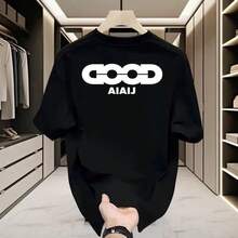 [Ropa de Hombre de Alta Calidad]Camiseta de Manga Corta de Algodón Puro, Versátil, Corte Holgado, Estampado Minimalista, Diseño Creativo, Marca de Moda 5HIR - 250 g de algodón puro - negro DOOD - Ver 8