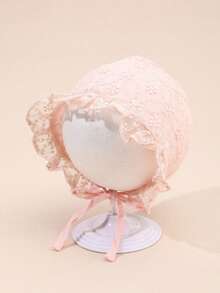 1pc Baby/Toddler Girl Cute Floral Lace Brim Sun Hat, Spring/Summer Princess Style Bonnet, Versatile Daily Wear - 1PC - View 8