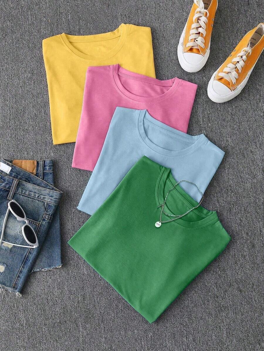 Unity 4 piezas Camiseta de cuello redondo sólida - Multicolor 2 - Ver 1
